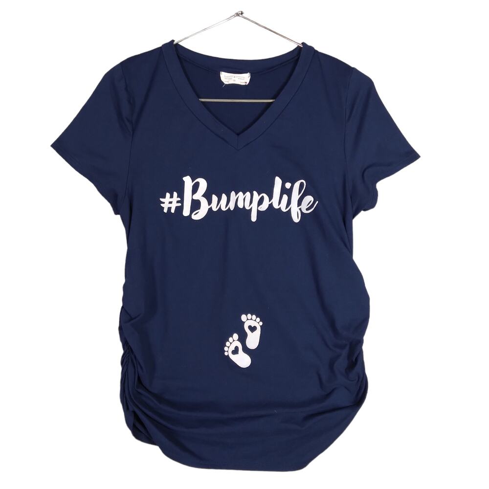 French Pastry Maternity Tee Size Medium Blue Graphic #bumplife